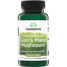 Swanson Korálovec Ježatý Lion's Mane 500 mg 60 kapsúl