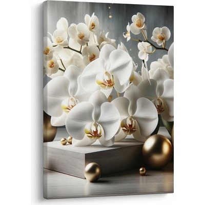 Obraz - Orchidej a zlaté koule, jednodílný 50x70 cm
