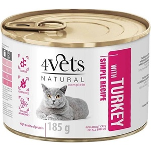4Vets NATURAL 4Vets Котка Натурална Простата Рецепта с Пуйка 185 г
