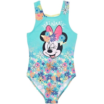SunCity Dívčí jednodílné květované plavky Minnie Mouse Tyrkysová