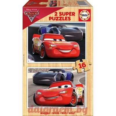 Educa Дървен пъзел educa 17172 - 2 х 16 части - Колите 3 (edu17172)