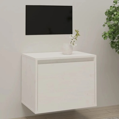 vidaXL Стенен шкаф, бял, 45x30x35 см, бор масив (813437)