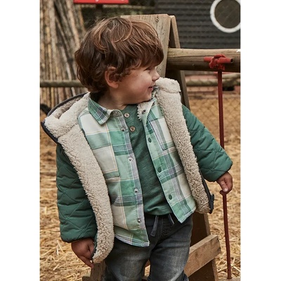 MAYORAL Връхна риза каре подплатена в зелен цвят за бебе момче Mayoral