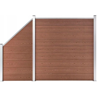 vidaXL Plotová sada z WPC 1 čtvercový + 1 šikmý díl 273 x 186 cm hnědá