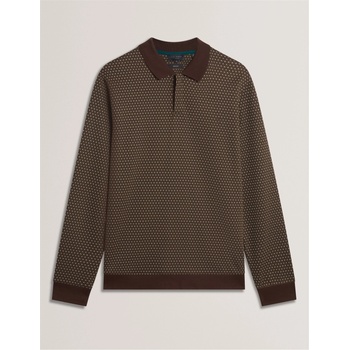 Ted Baker Блуза с яка Ted Baker Men's Jacquard Long Sleeve Polo Shirt - Brown-Tan