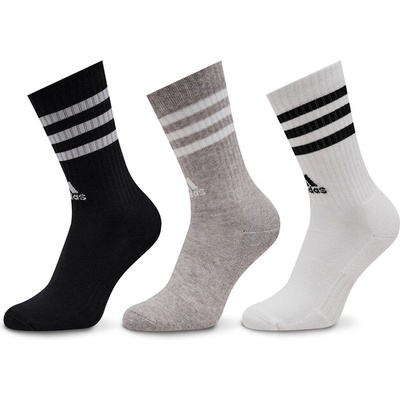 adidas Дълги чорапи unisex adidas 3-Stripes Cushioned Crew Socks 3 Pairs IC1323 medium grey heather/white/black/white (3-Stripes Cushioned Crew Socks 3 Pairs IC1323)