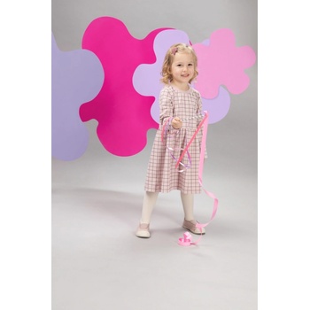 Pinokio Kids's Romantic Longsleeve Dress Pink/Print šedá