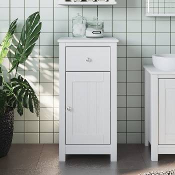 vidaXL Шкаф за баня "BERG", бял, 40x34x80 см, бор масив (358540)