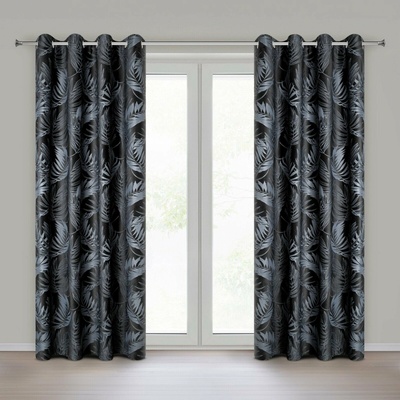 EUROFIRANY ZATEMŇOVACÍ ZÁVĚS NA KROUŽCÍCH VERA 140X250 CM LISTY