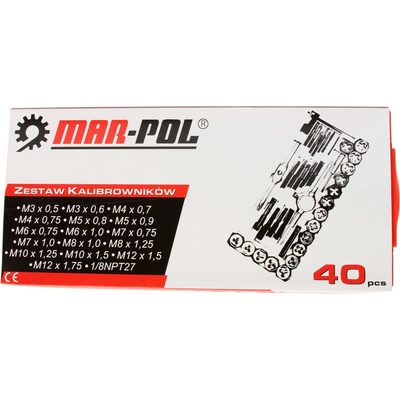 MAR-POL M55870 Metrické závitníky sada 40 ks, M3-M12