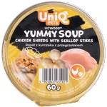 Uniq Pets Cat Soup Chicken Shreds with scallop sticks 60g - пилешка супа с миди
