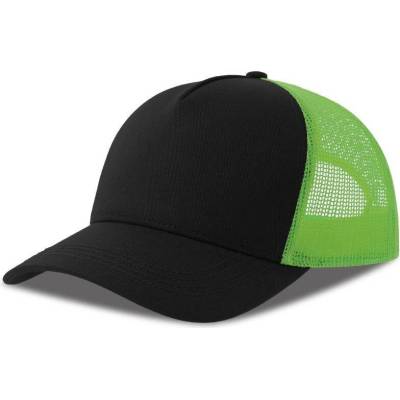 Atlantis Rapper Cotton-S 5 panelová Trucker šiltovka čierna zelená Fluo