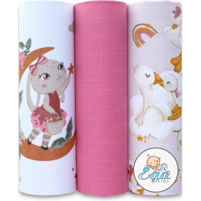 Ega Kids Mušelínové ružový zajačik 3 Ks