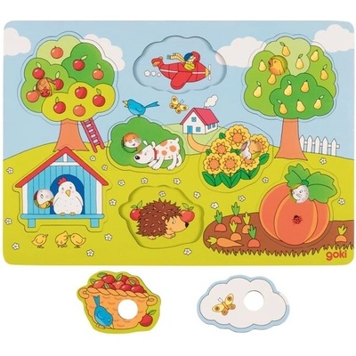Goki Na zahrádce odkrývací puzzle s obrázky na pozadí 8 dílů – Hledejceny.cz