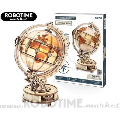 Robotime Rokr Svítící 3D dřevěné puzzle Globus 180 ks – Zboží Dáma