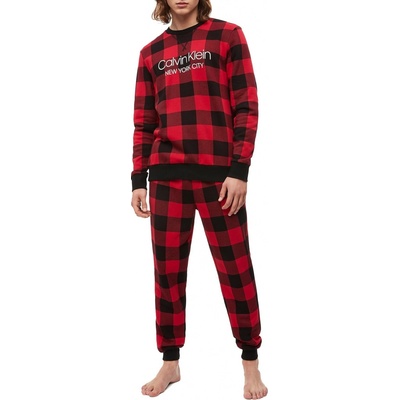 Calvin Klein pánské tepláky NM1726E-5VJ černočervená černo-červená