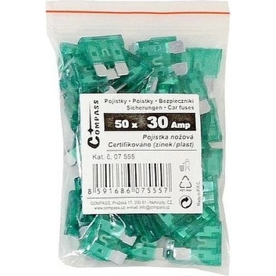 Compass Pojistky nožové 30 Amp 50ks polybag