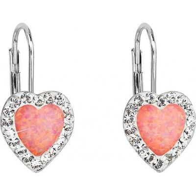 Pavona Stříbrné náušnice visací se syntetickým opálem korálové srdce 31319.1 coral