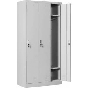 RFG Гардероб RFG, метален, троен, 90 х 45 х 185 cm, сив
