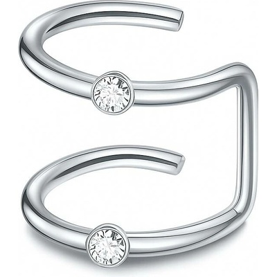 SARINES Stříbrný ear cuff s čirými zirkony ve dvou liniích S1338