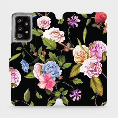 Pouzdro Mobiwear flip Samsung Galaxy A52 5G / A52s 5G - VD07S Růže a květy na černém pozadí