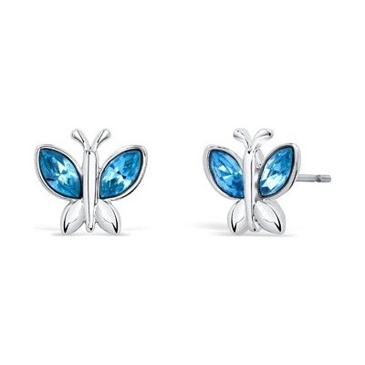 CrysTalp náušnice Motýľ s kryštálmi 40297.AQU.R