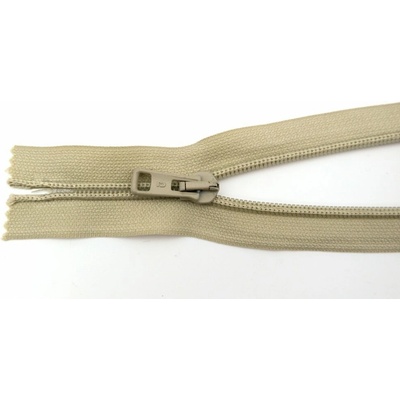 Špirálový zips č. 5 - nedeliteľný - svetlá režná - dĺžka 16 cm