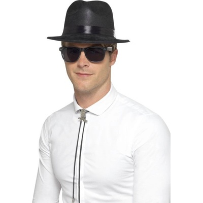 Smiffys.com Klobouk Gangster Fedora černý plast 56cm 21 H