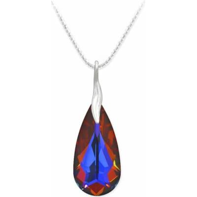 Swarovski Elements Stříbrný náhrdelník visací modrá slza, kapka 34252.3 Aquamarine