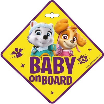 Seven Informační cedulka na přísavku dítě v autě "Baby on board" PAW PATROL, pro holky