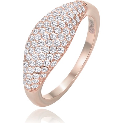 Minet 4100 Stříbrný Rosegold prsten kapka s bílými zirkony