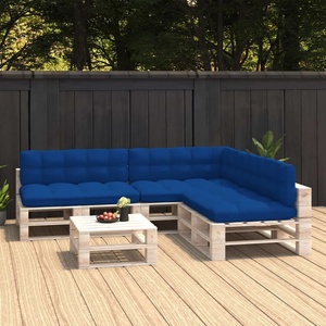 vidaXL Палетни възглавници за диван, 7 бр, кралско синьо (314598)