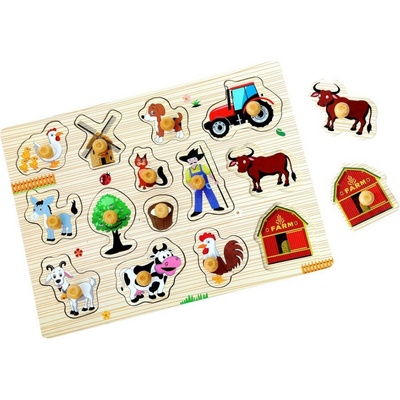 Rappa 2Kids Toys Dřevěné puzzle Farma 14 dílků
