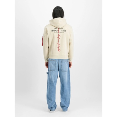 Alpha Industries mikina Signature Back Print Hoody bílá vintage