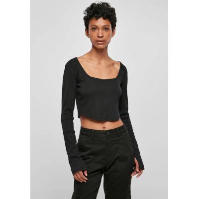 Urban Classics Дамска къса блуза с дълги ръкави в черен цвят Urban Classics Corsage LongsleeveUB-TB5480-00007 - Черен, размер 4XL