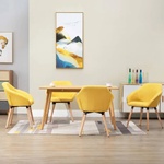 vidaXL Трапезни столове, 4 бр, жълти, плат (278414)