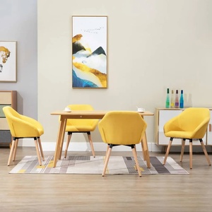 vidaXL Трапезни столове, 4 бр, жълти, плат (278414)