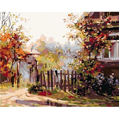 zuty Malování podle čísel na venkově před domem 100 x 80 cm vypnuté plátno na rám
