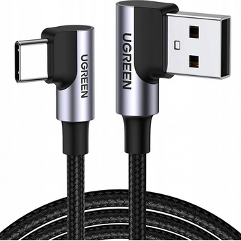 Ugreen US176 zahnutý USB - USB Type C Quick Charge 3.0 QC3.0 3 A, 0,5m, sivý