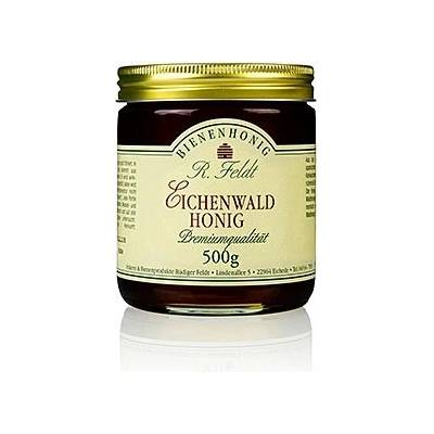 Rüdiger Feldt Imkerei + Bienenprodukte Med z dubového lesa lesní med čistý porost dubu korkového černý tekutý málo sladký 500 g