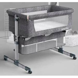 Pepita Кошара Babaöböl, прикрепима към родителско легло, с матрак и кош за съхранение - Сив (006)