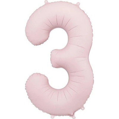 PartyDeco Balónek fóliový číslo 3 světle růžová 86 cm