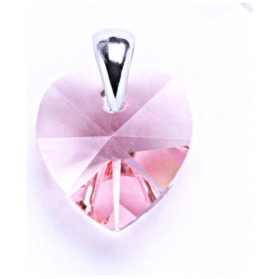 Čištín Přívěsek 151064758 Stříbrný srdce s krystalem Swarovski light roseP 1302