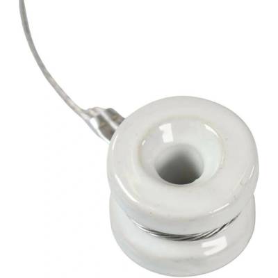 VNT electronics s.r.o. Porcelánový rohový izolátor včetně ocelového lanka s okem - 2 ks
