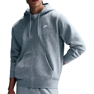 Nike Мъжки суичър Nike Club BB Full Zip Hoodie - Dark Grey Heather / Light Smoke Grey / White (017-4501-0312)