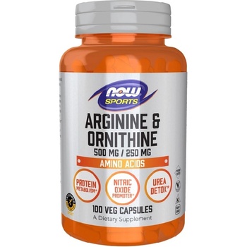 NOW NOW Arginine and Ornithine 500/250 mg, 100 Veg Capsules