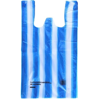 Taška igelitová 10mic 30x18x55cm 10kg pruhovaná modro-biela