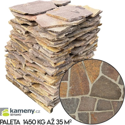 Kameny Pochozí dlažba a obklad Kora Toda nepravidelný štípaný porfyr tl. 1-3 cm 1 paleta až 20 m2