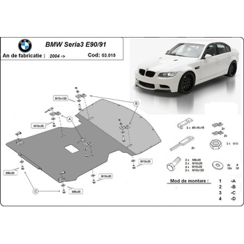 Scut Motor - Румъния Метална кора под двигател BMW 3 Ser (E90) от 2005 до 2008 (73593)