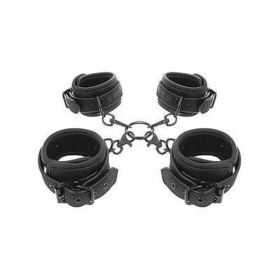 Fetish Submissive Ankle and Wrist Cuffs & Hogtie Set Vegan Leather